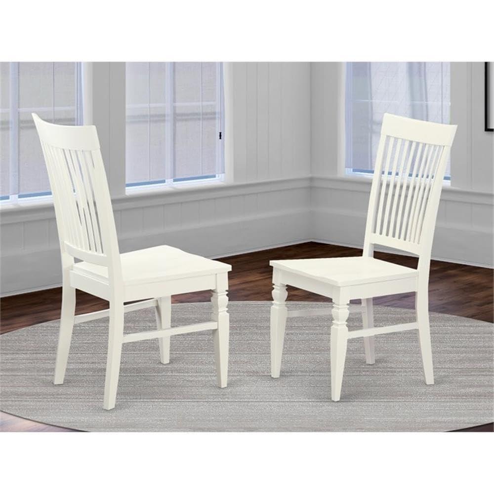 Weston Dining Chair with Wood Seat in Linen White Finish Pack of 2