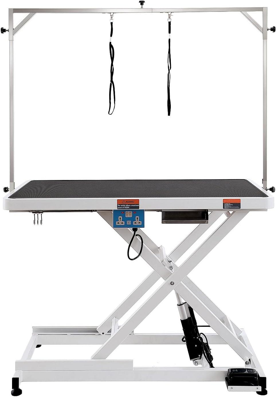 VEVOR 41'' H x 49.2'' W x 25.6'' D Metal Adjustable Electric Grooming Table