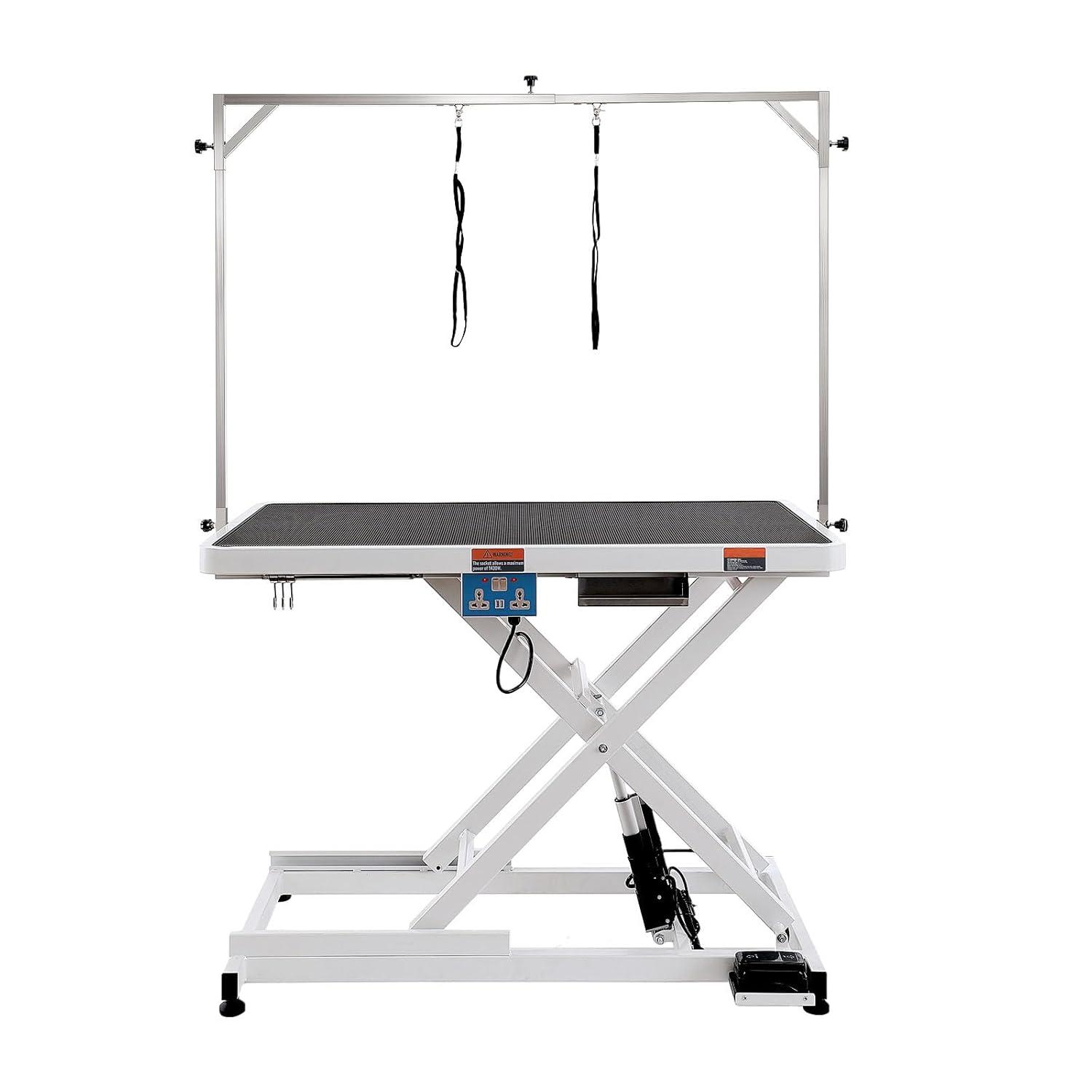 VEVOR 41'' H x 49.2'' W x 25.6'' D Metal Adjustable Electric Grooming Table