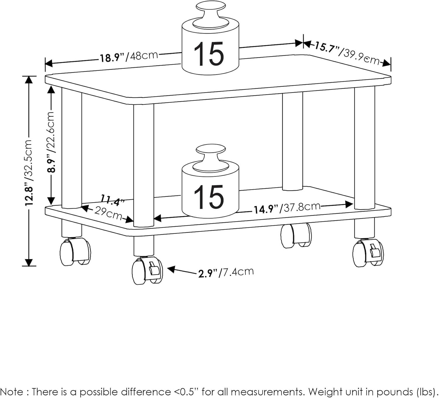 Econ 12.8'' H x 18.9'' W Printer Stand with Wheels