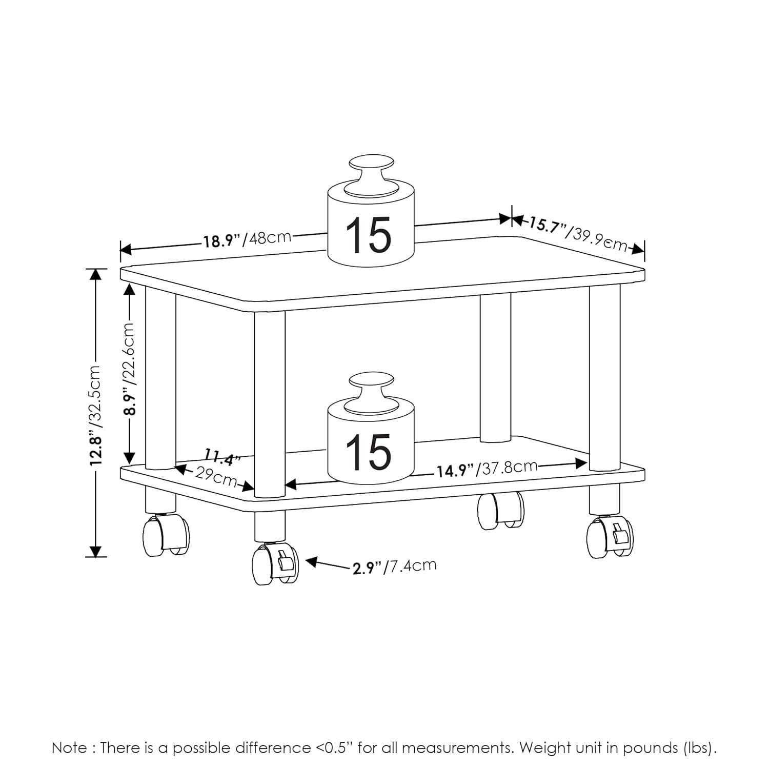 Furinno Econ 12.8'' H x 18.9'' W Printer Stand with Wheels