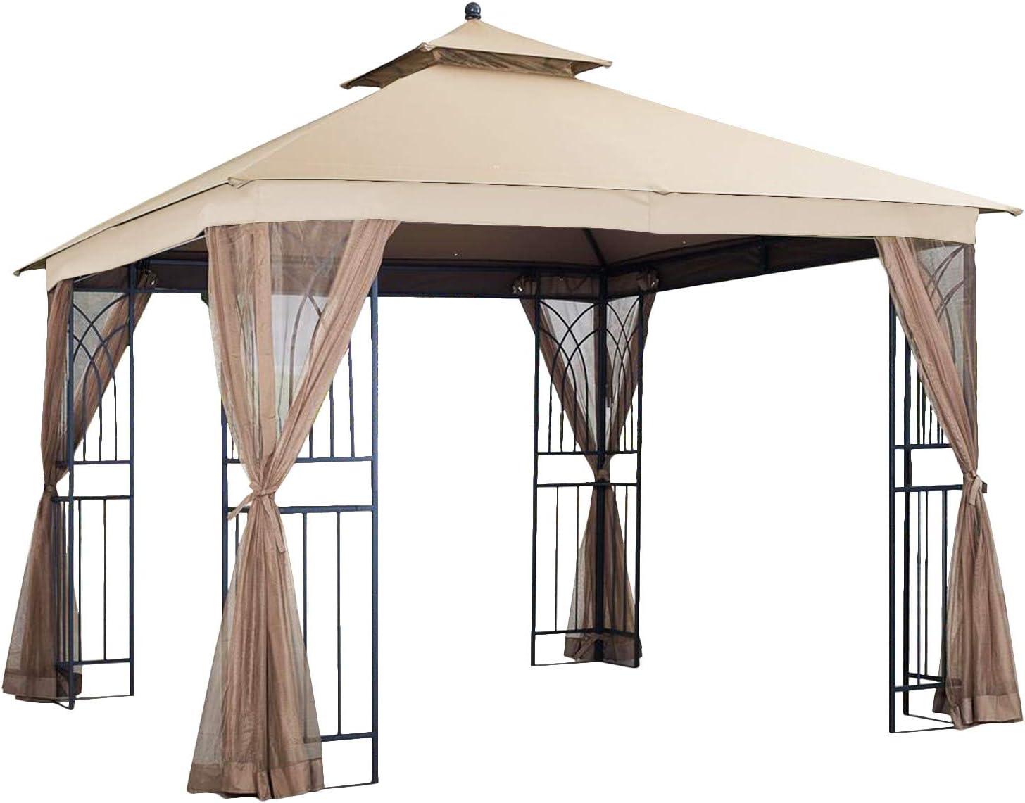 Beige Whisper 10' x 10' Two-Tiered Replacement Gazebo Canopy