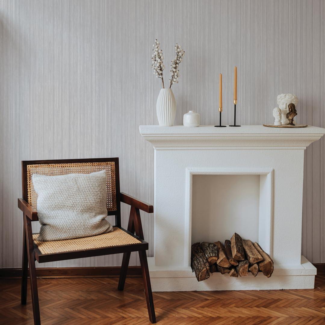 Tempaper & Co.® Faux Grasscloth Removable Peel and Stick Wallpaper, Textured Sterling Silver, 28 sq ft: Vinyl, Self-Adhesive