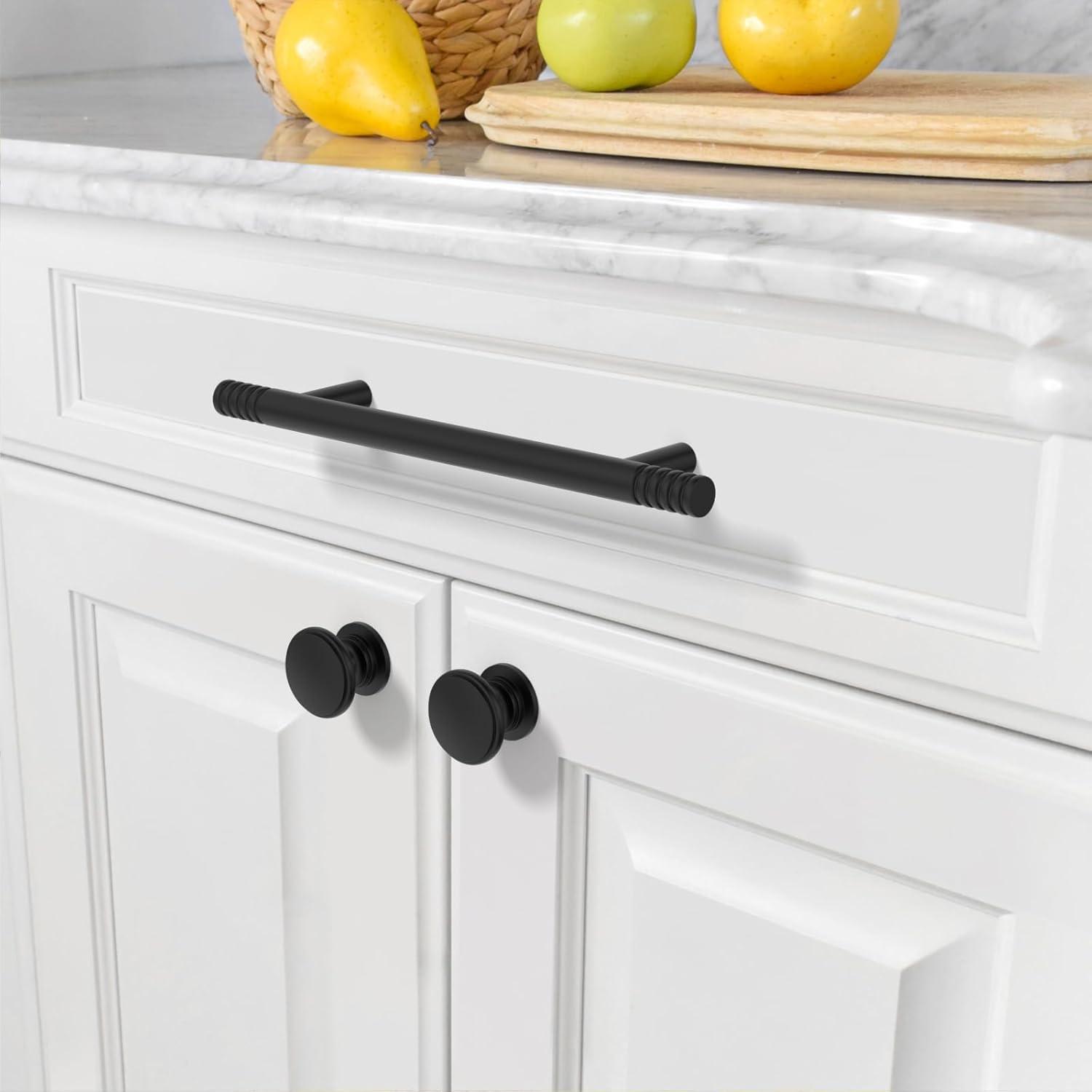 Matte Black Zinc Modern Cabinet Bar Pulls with Mounting Hardware