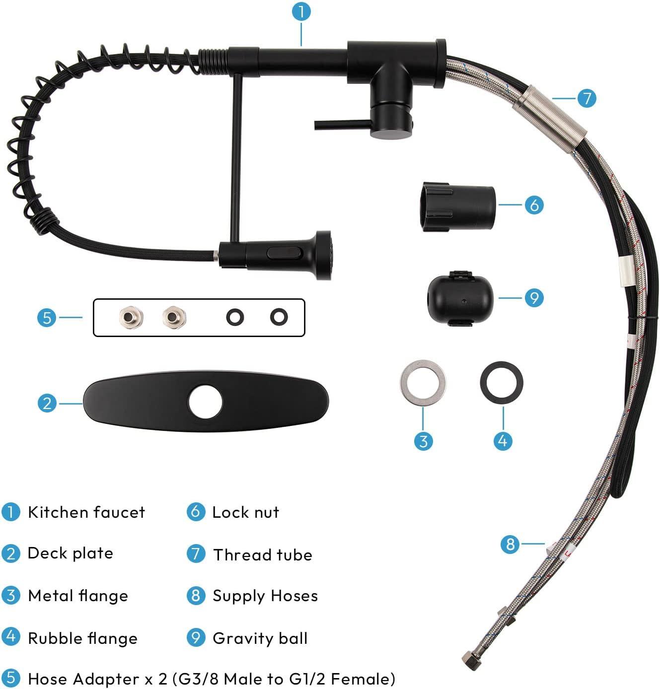 Kitchen Faucet With Pull Down Sprayer, Single Handle Spring Faucet For Sink Farmhouse Rv Laundry Room