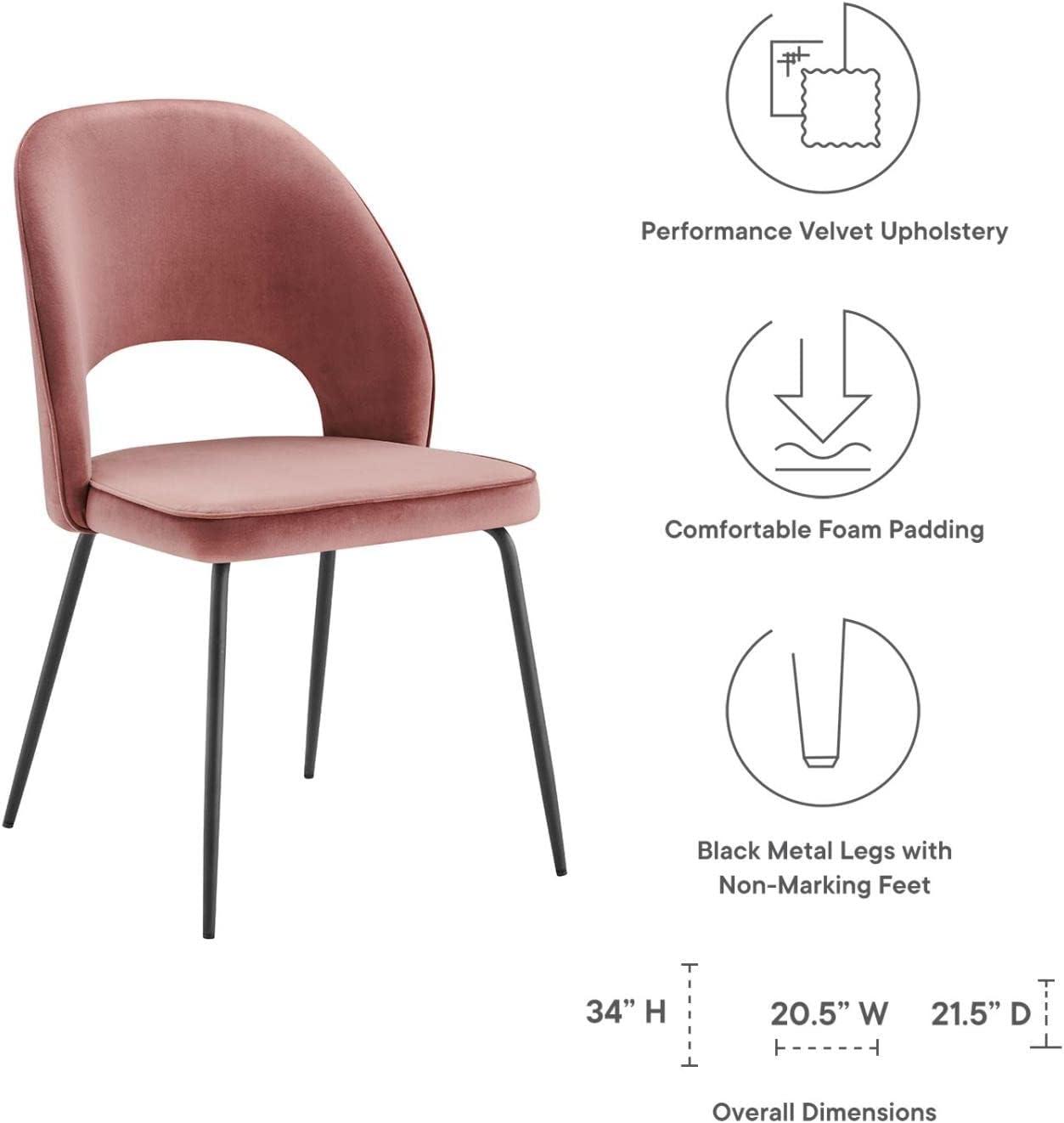 Modway Nico Performance Dining Chair, Black Dusty Rose