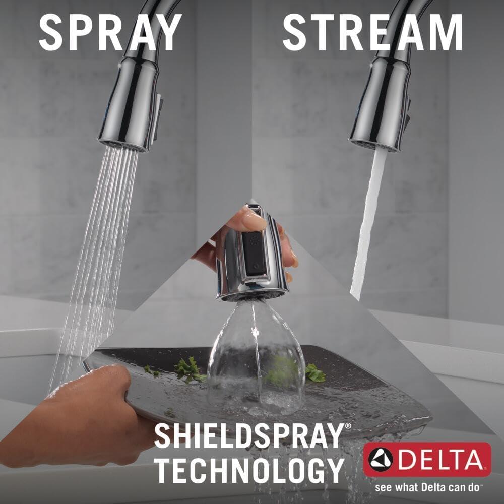 Delta Faucet Ophelia Touch Kitchen Faucet Chrome, Chrome Kitchen Faucets with Pull Down Sprayer, Kitchen Sink Faucet, Touch Faucet for Kitchen Sink, Delta Touch2O Technology, Chrome 19888TZ-DST