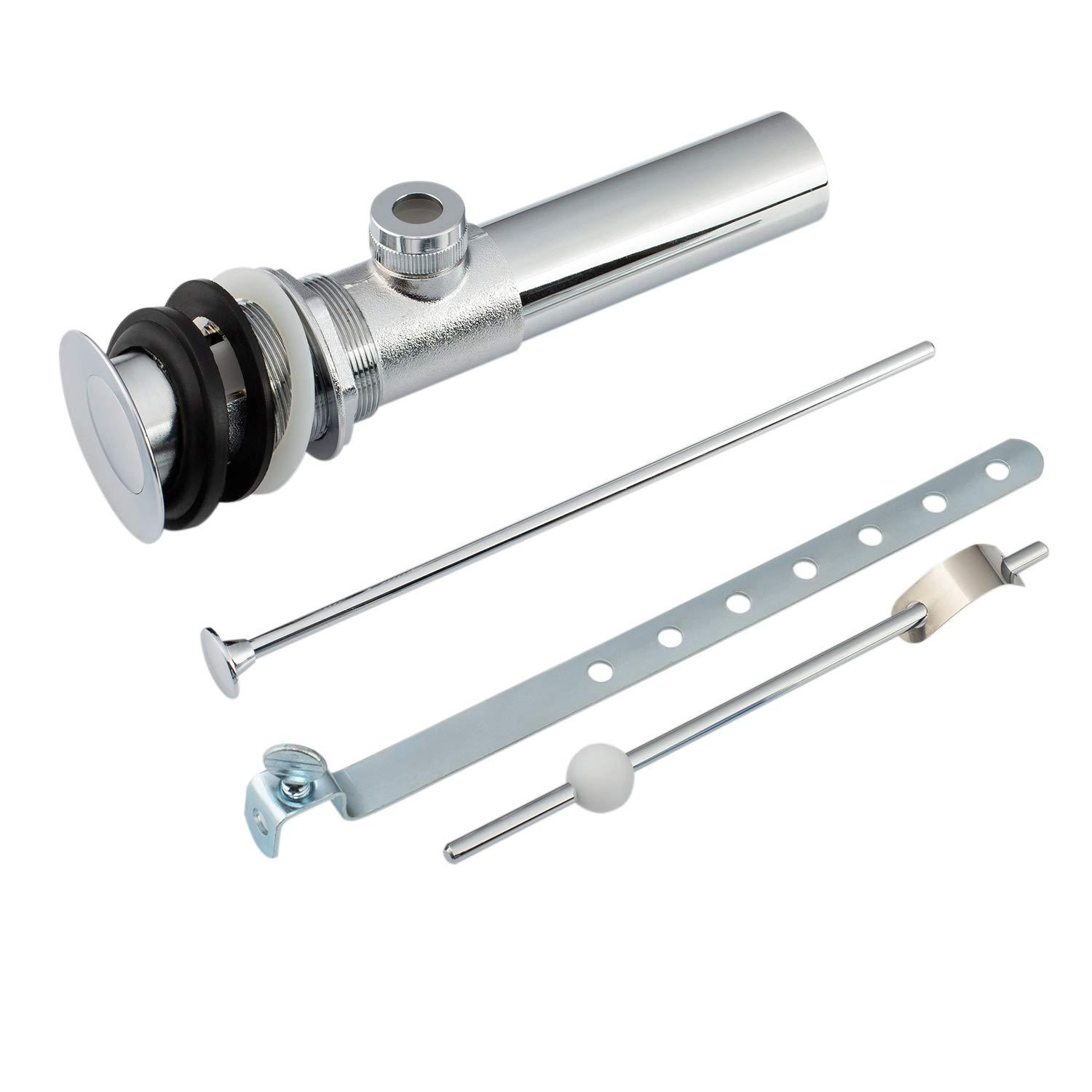 Artiwell Sink Pop-Up Drain Stopper Assembly with Lift Rod and Overflow, Solid Brass Lavatory Pop Up Drain Assembly for Bathroom Vanity Sink, All Brass Construction (Chrome Plated)