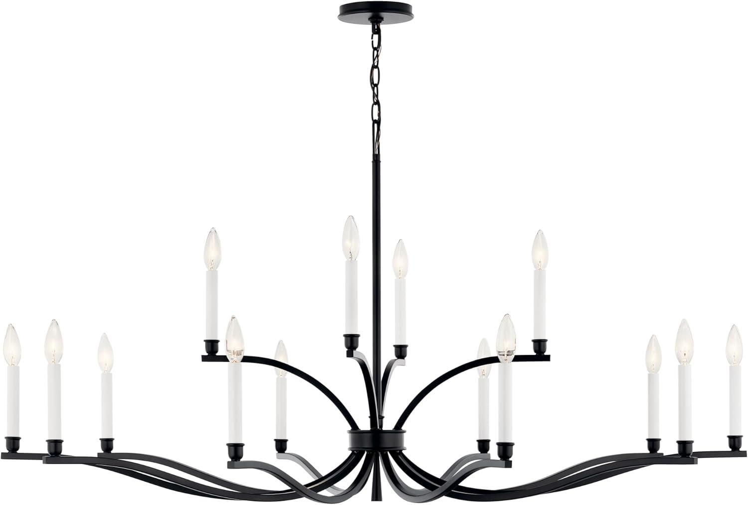 Malene Black 14-Light 2-Tier Candle Chandelier