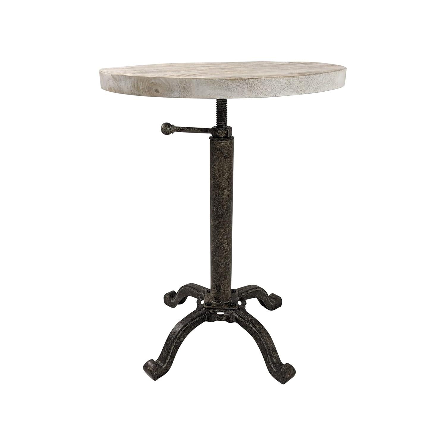 Carolina Living Colton Adjustable Vintage Table Natural Driftwood/Aged Iron: Mango Wood, Iron Frame, 30 Day Warranty
