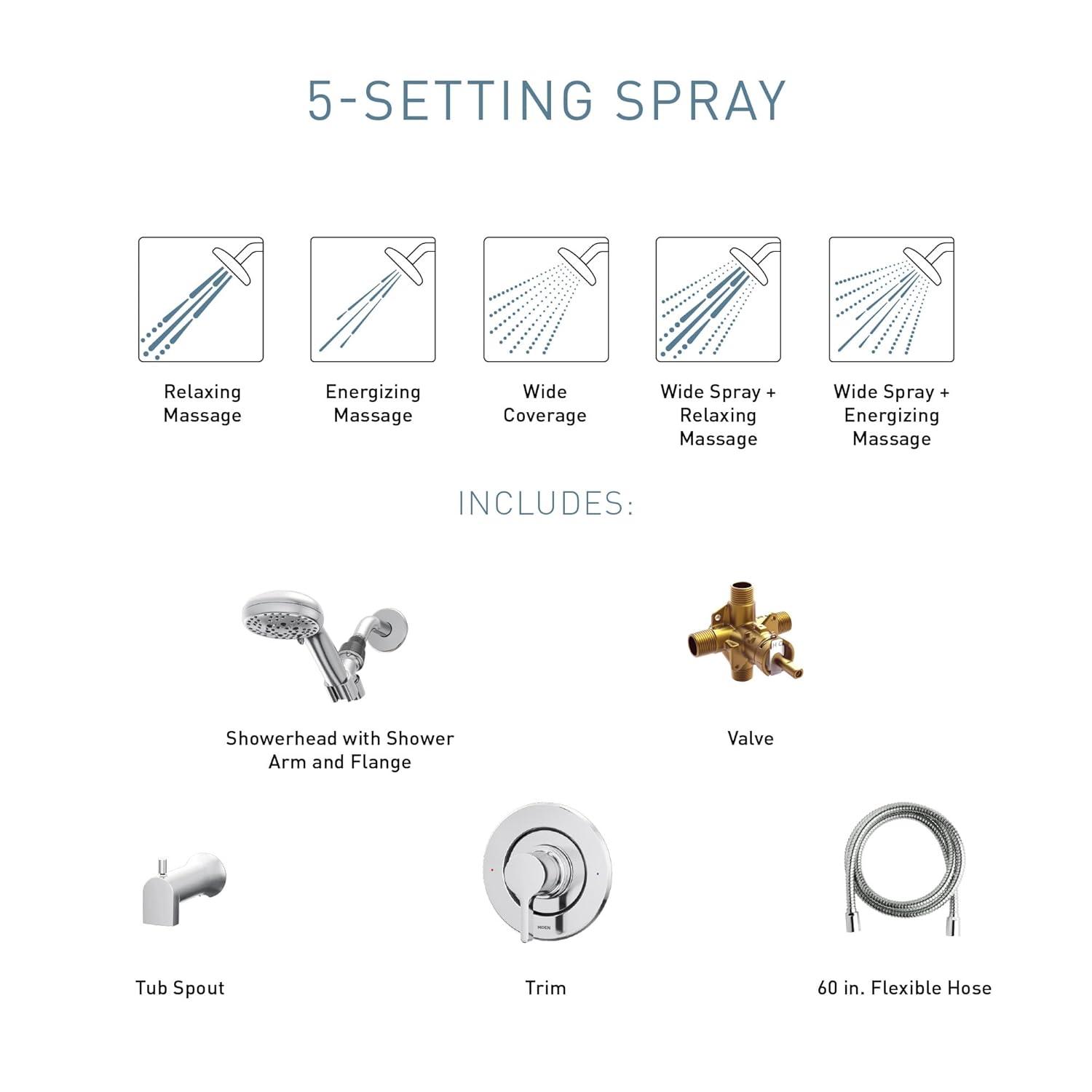 Moen Beric Tub & Shower Faucet with Handheld Showerhead, Valve Included 82775BZG