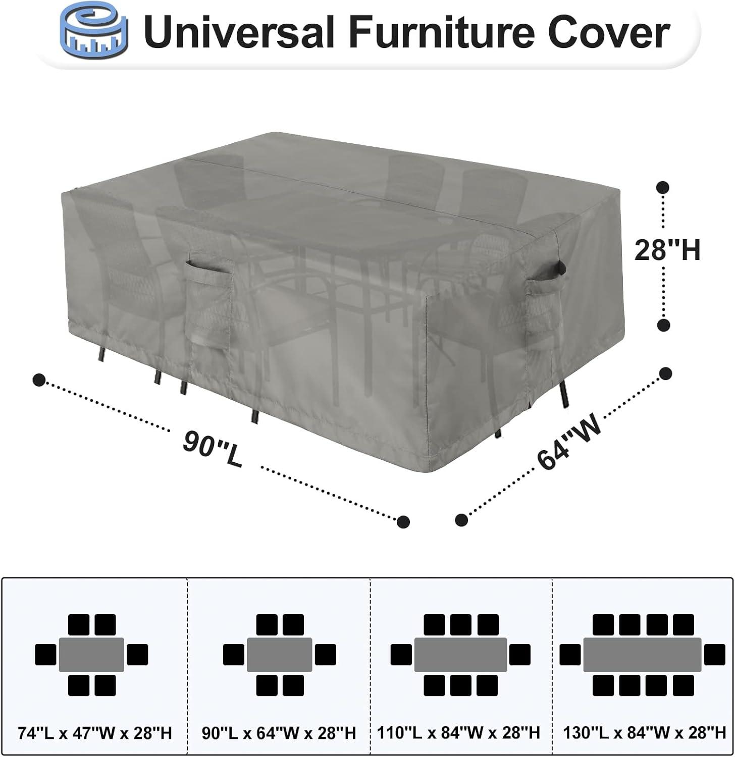 Gray Waterproof 90'' Outdoor Patio Furniture Cover