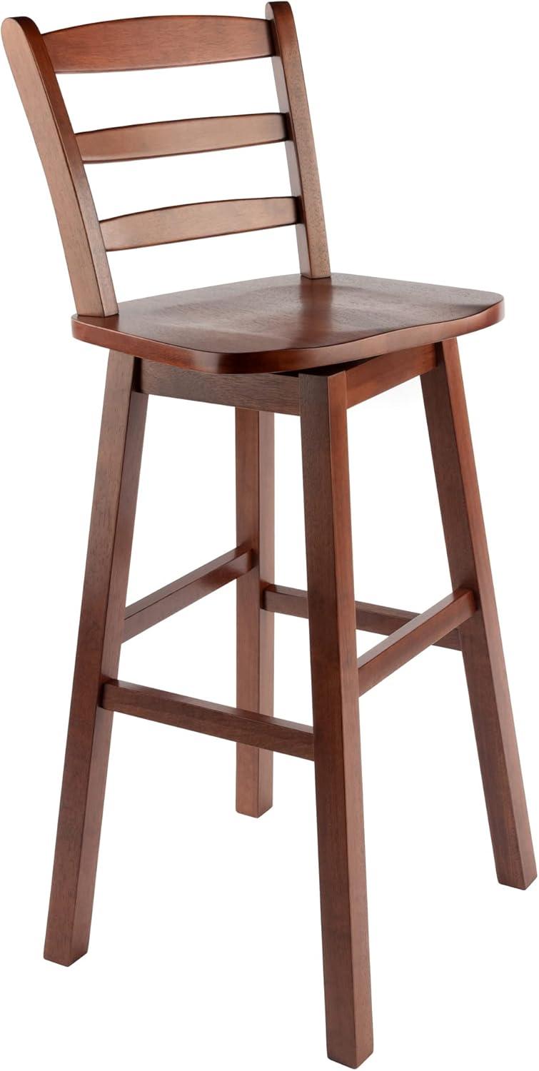 Winsome Scalera 16" Walnut Swivel Ladder Back Barstool