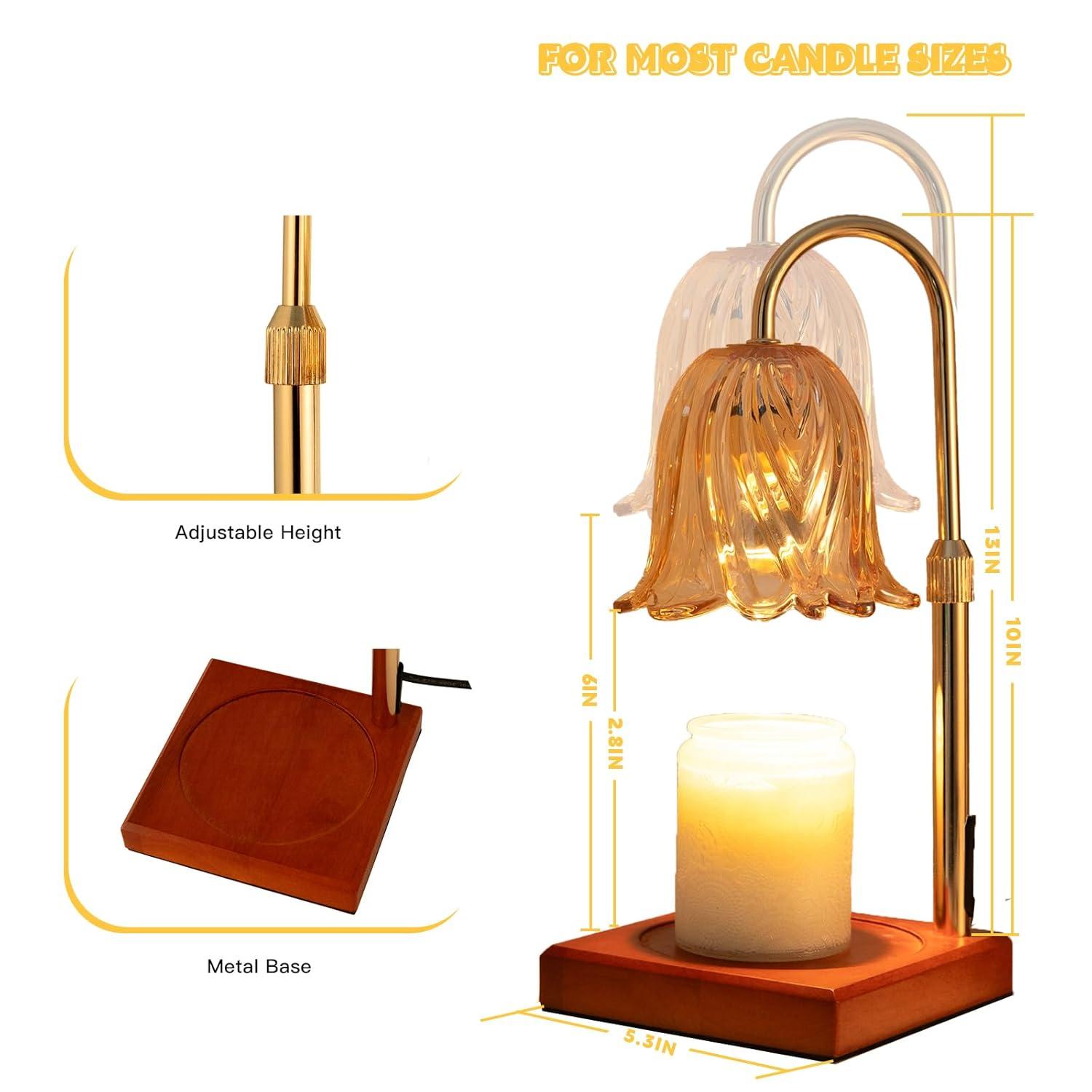 Candle Warmer Lamp with Timer Dimmable, Birthday Gifts for Women Mom, House Warming Gifts New Home Decor, Wax Melt Warmer for Jar Candles with 2 Bulbs