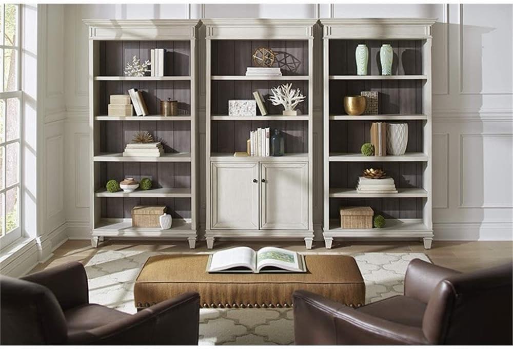 Hartford Wood Bookcase With Doors Storage Cabinet Office Shelves White