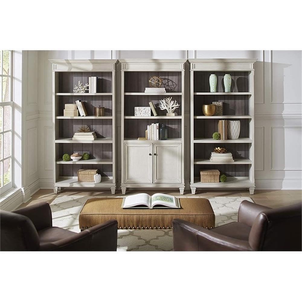 Hartford Wood Bookcase With Doors Storage Cabinet Office Shelves White