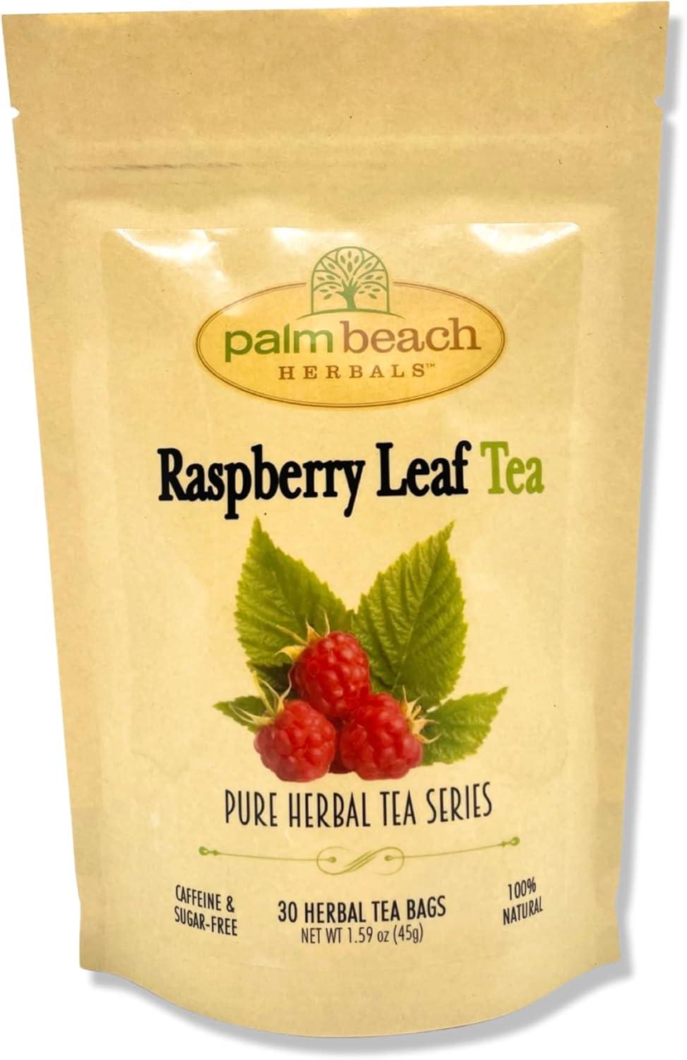 Palm Beach Herbals Raspberry Leaf Herbal Tea Bags, 30 Count