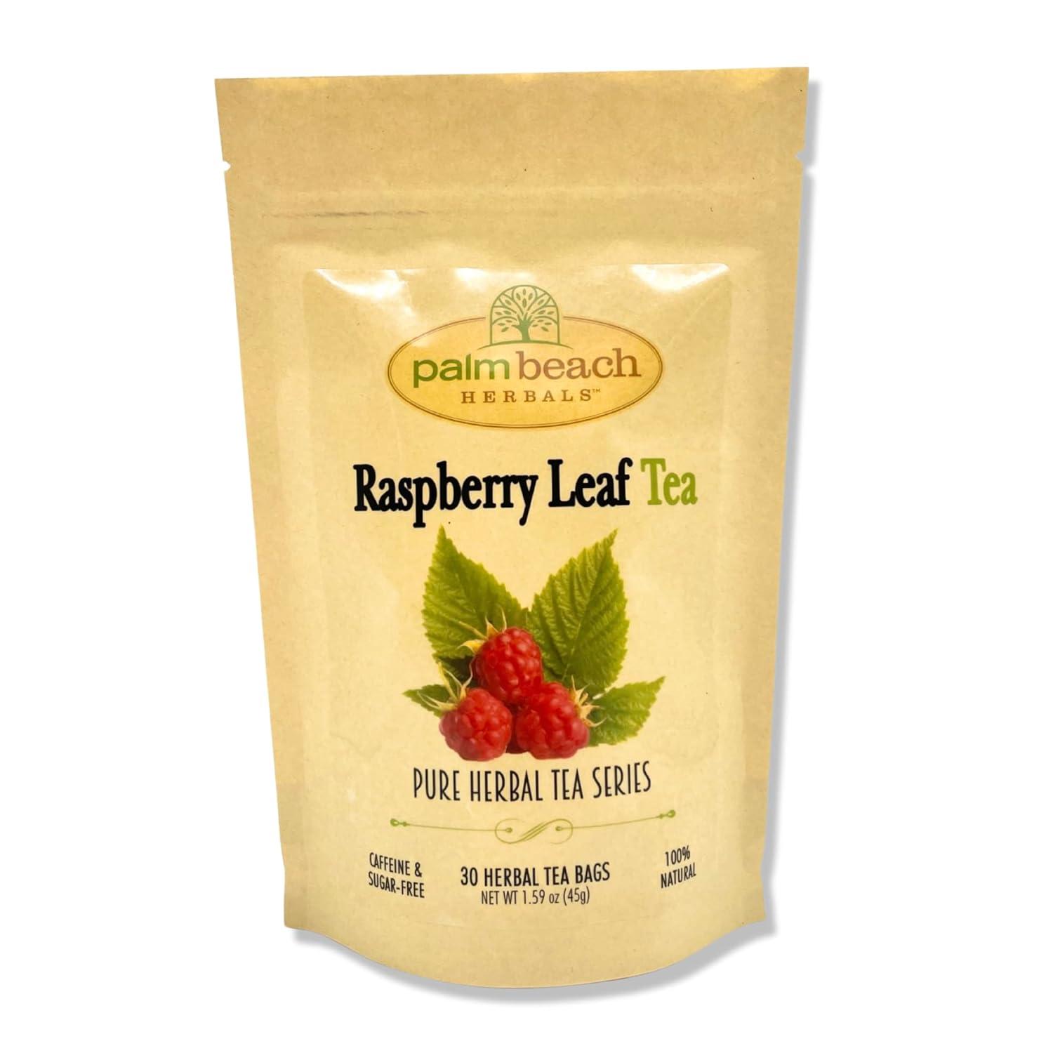 Palm Beach Herbals Raspberry Leaf Herbal Tea Bags, 30 Count