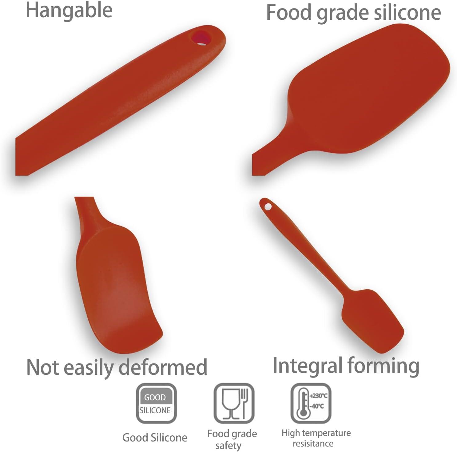 Red 6-Piece Heat-Resistant Silicone Spatula Set with Stainless Steel Core