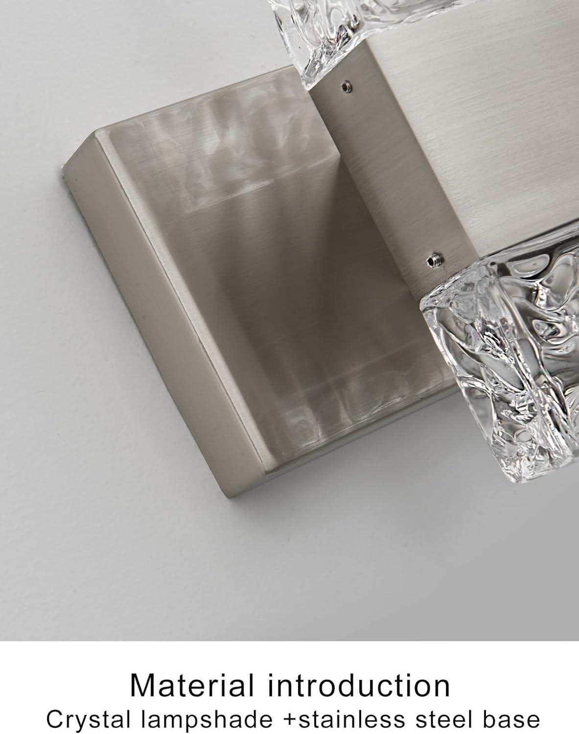 Modern Bathroom Vanity Light fixtures Over Mirror Brushed Nickel Crystal LED Bathroom Lighting fixtures 3 Lights 6000K