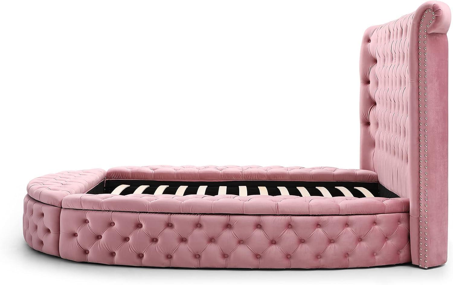 Woodpeckers Furniture and Mattress Upholstered Round Storage Bed