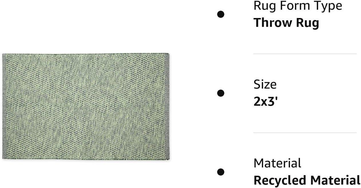 Handwoven Hunter Green Diamond Cotton Rug 24"x36"