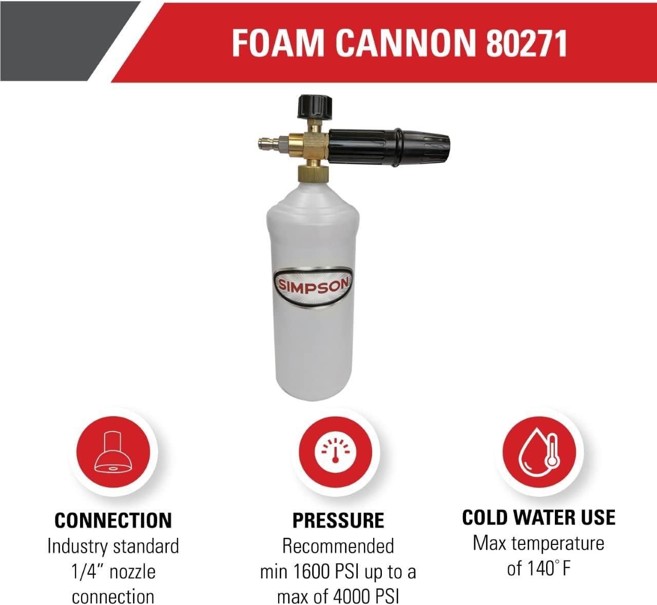 Simpson 80271 Pressure Washer High-Pressure Foam Cannon, Rated up to 4000 PSI - Quantity 1