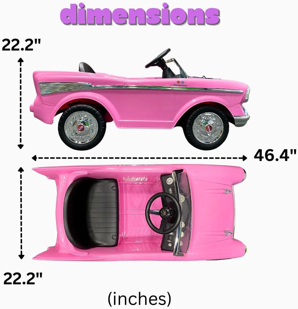 KID MOTORZ Pink Barbie Princess Theme Toy Car, Interactive Pink Chevy Bel Air Ride-on from Movie, Pink Princess Gift for Girls, Birthday Ideas for Ages 3 and Up Toddlers Girls