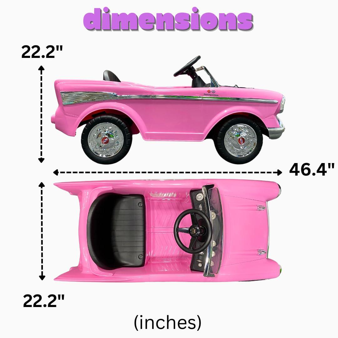 KID MOTORZ Pink Barbie Princess Theme Toy Car, Interactive Pink Chevy Bel Air Ride-on from Movie, Pink Princess Gift for Girls, Birthday Ideas for Ages 3 and Up Toddlers Girls