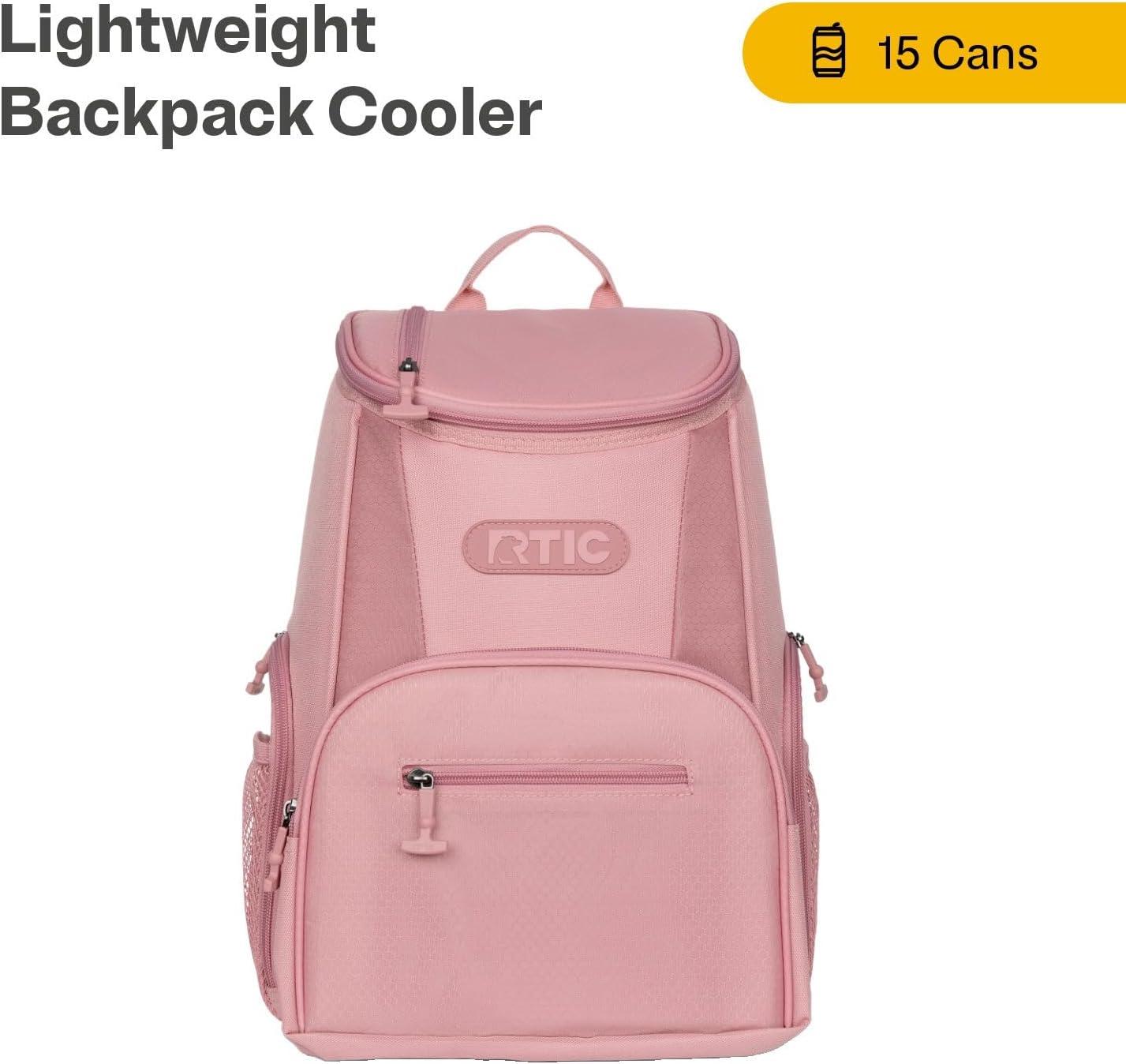 RTIC 15 Can Lightweight Backpack Insulated Cooler, 10 Qt, Storage Pockets, Black
