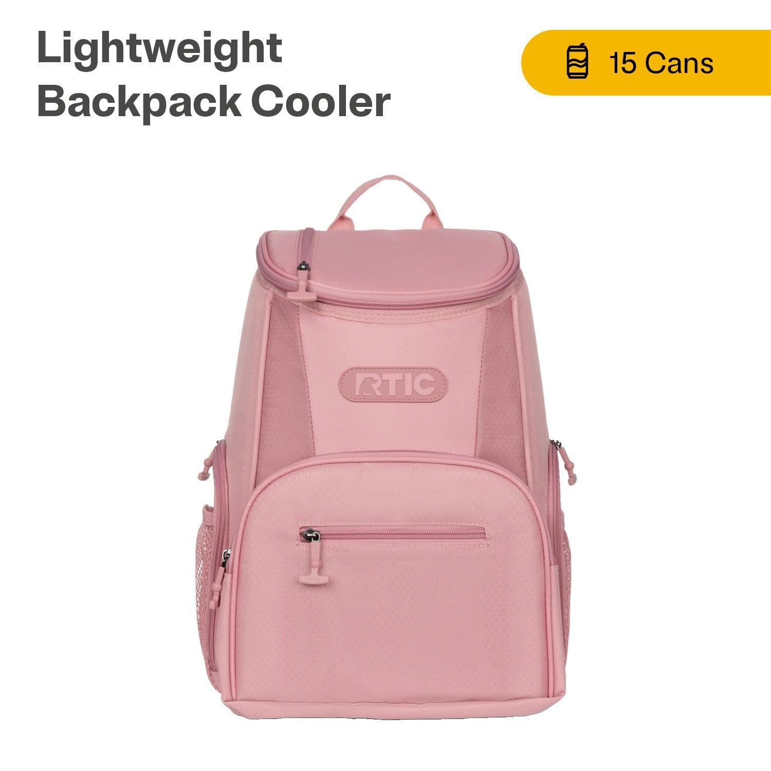 RTIC 15 Can Lightweight Backpack Insulated Cooler, 10 Qt, Storage Pockets, Black