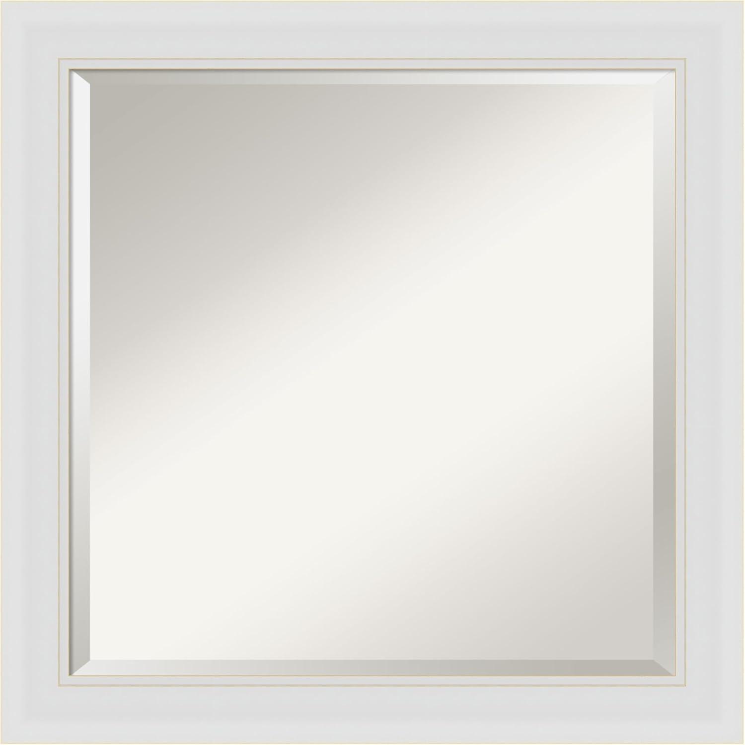 24" x 24" Flair Framed Bathroom Vanity Wall Mirror Soft White - Amanti Art: Satin Finish, Square Shape, No Assembly
