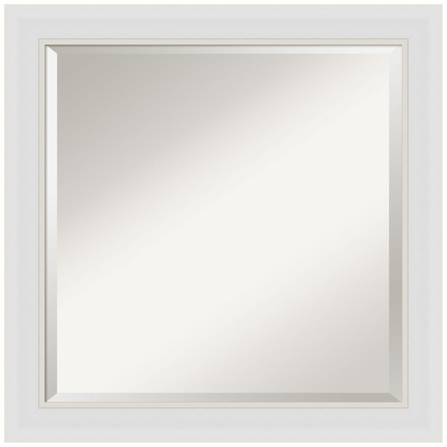 24" x 24" Flair Framed Bathroom Vanity Wall Mirror Soft White - Amanti Art: Satin Finish, Square Shape, No Assembly