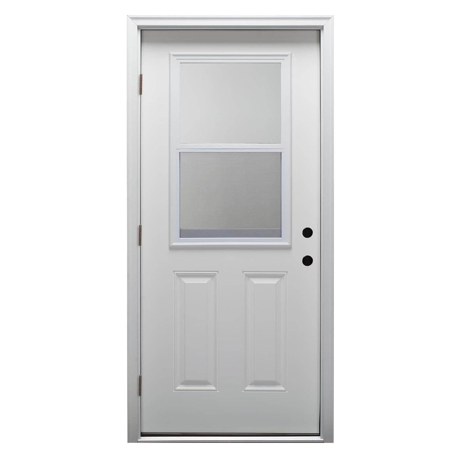 White Fiberglass 36"x80" Screen Door with Clear Glass Panel