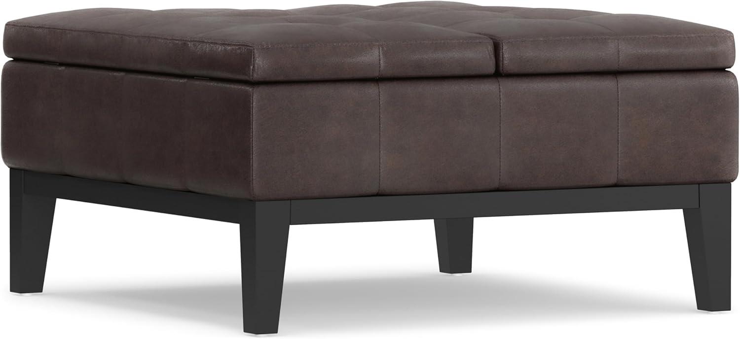 Simpli Home Dover 36"W Upholstered Square Coffee Table Storage Ottoman with Split Tufted Lift Top & Reviews | Wayfair