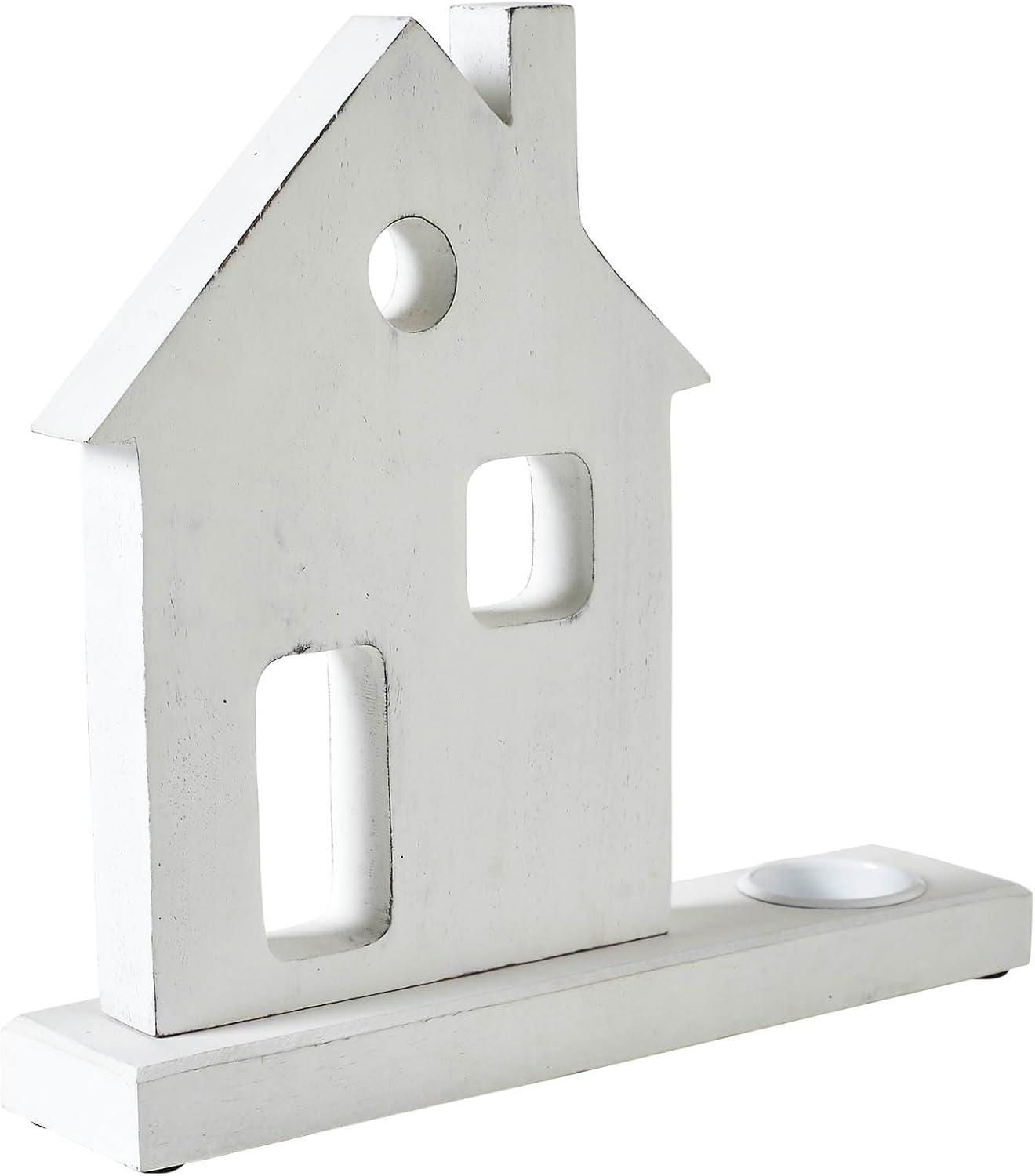 Tealight Holder Village House White 11x10.25x2.5