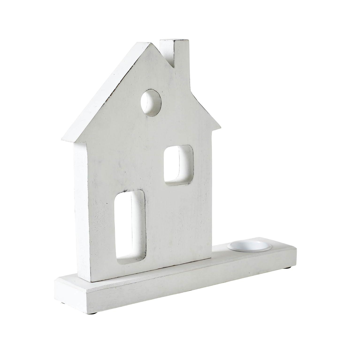 Tealight Holder Village House White 11x10.25x2.5
