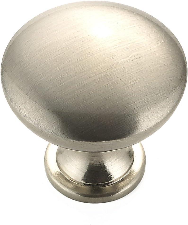 Brushed Nickel Round Cabinet Knob with Mounting Hardware