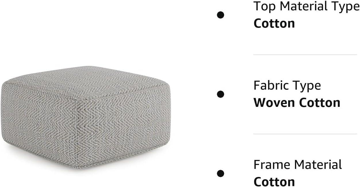 Gray Melange Cotton Blend Square Pouf