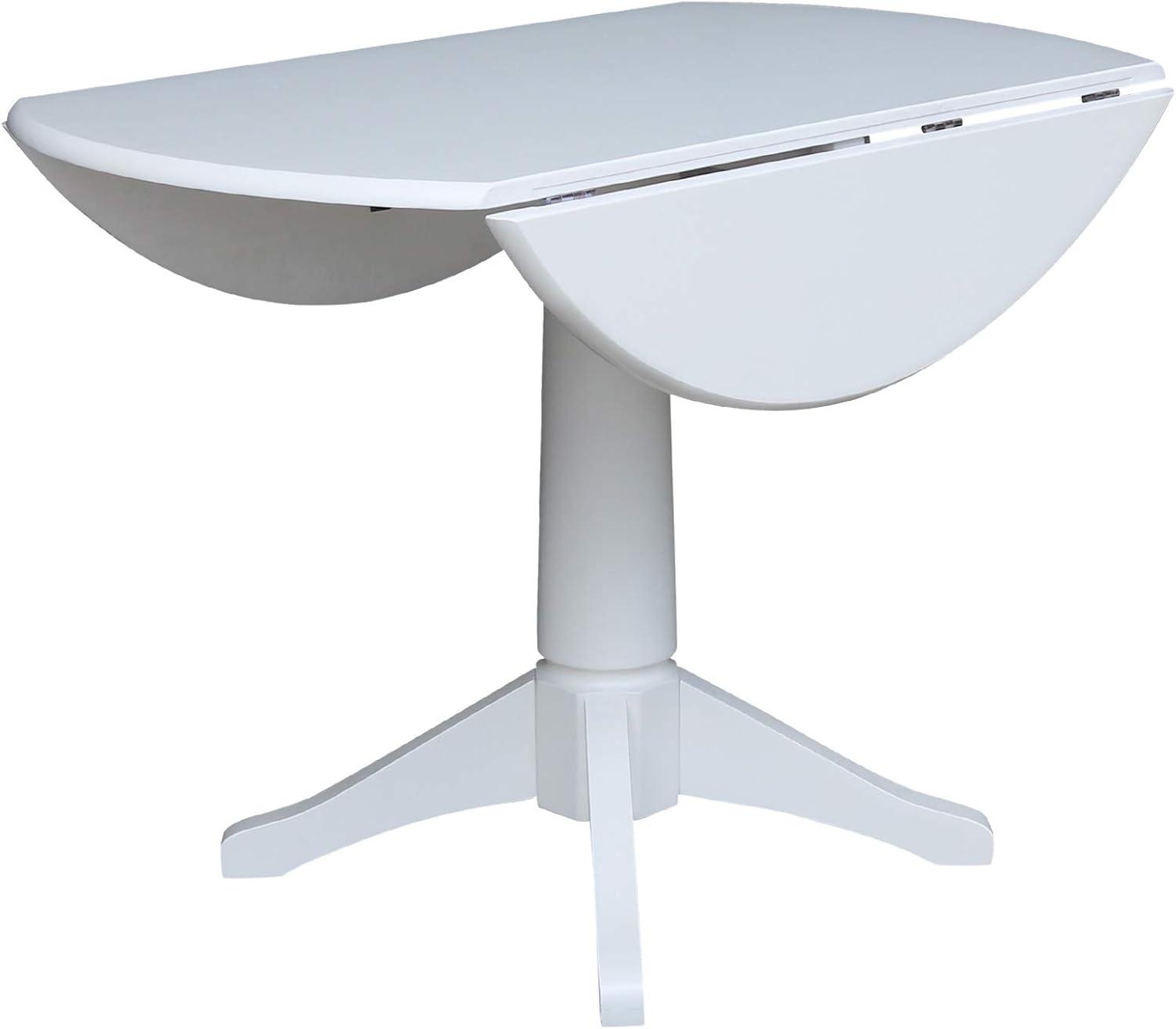 42" Nina Round Top Dual Drop Leaf Pedestal Table White - International Concepts