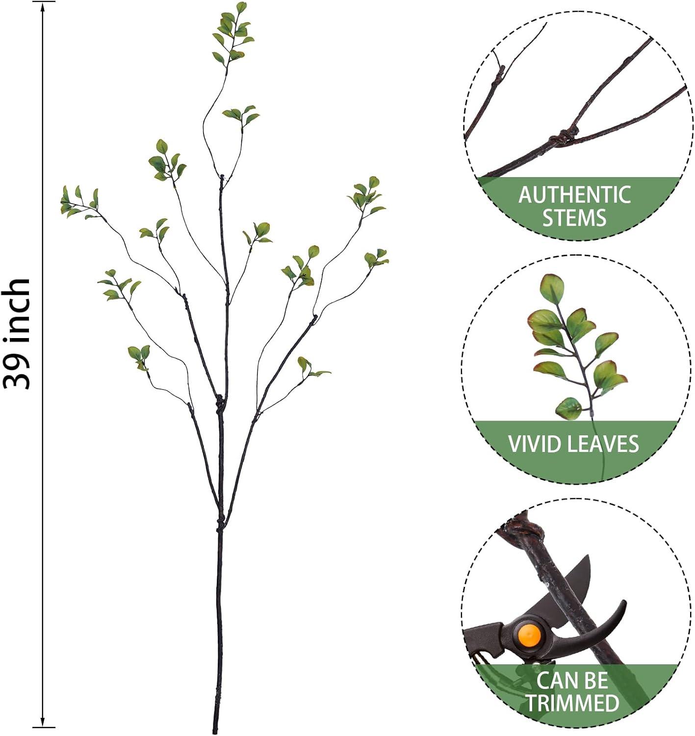 3pcs Artificial Ficus Branches - Lifelike Greenery for Vase | Faux Eucalyptus Banyan Twig Plants for Home, Wedding & Office Decor -