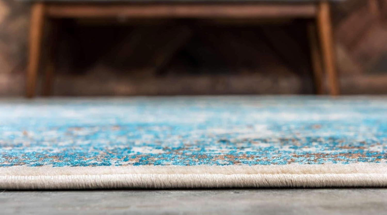 Unique Loom Imperial Collection Area Rug - Bosphorus (2' x 3' 1" Rectangle Ivory and Blue/Brown)