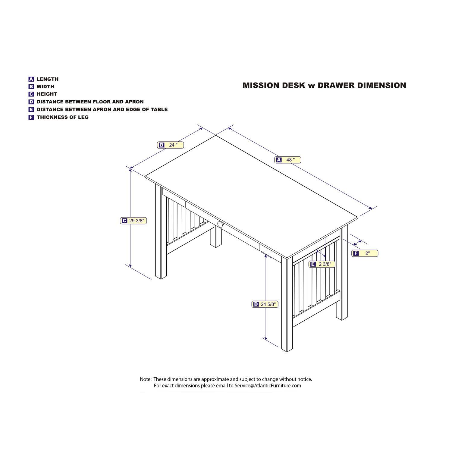 AFI Furnishings Mission Desk with Drawer and Charger White