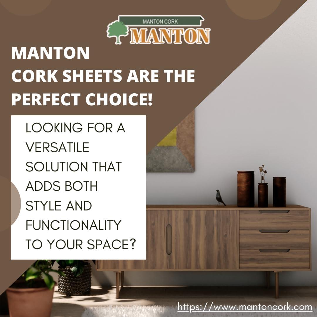 Manton Cork Sheets (1/4" inch thick)  2 Pack: 24" x 36", 100% Natural, Adhesive Strips Included