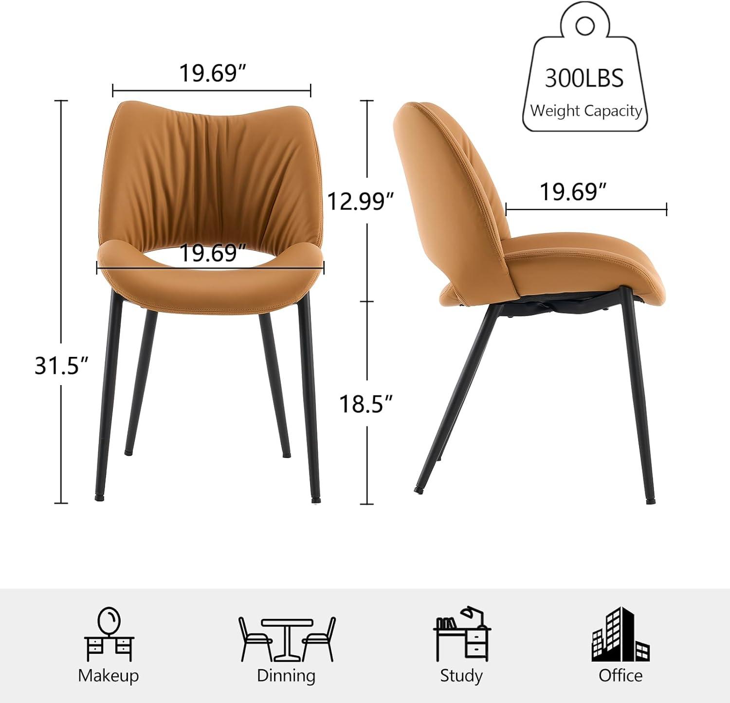 Mackensie Upholstered Dining Chairs Faux Leather Kitchen Chairs with Metal Legs