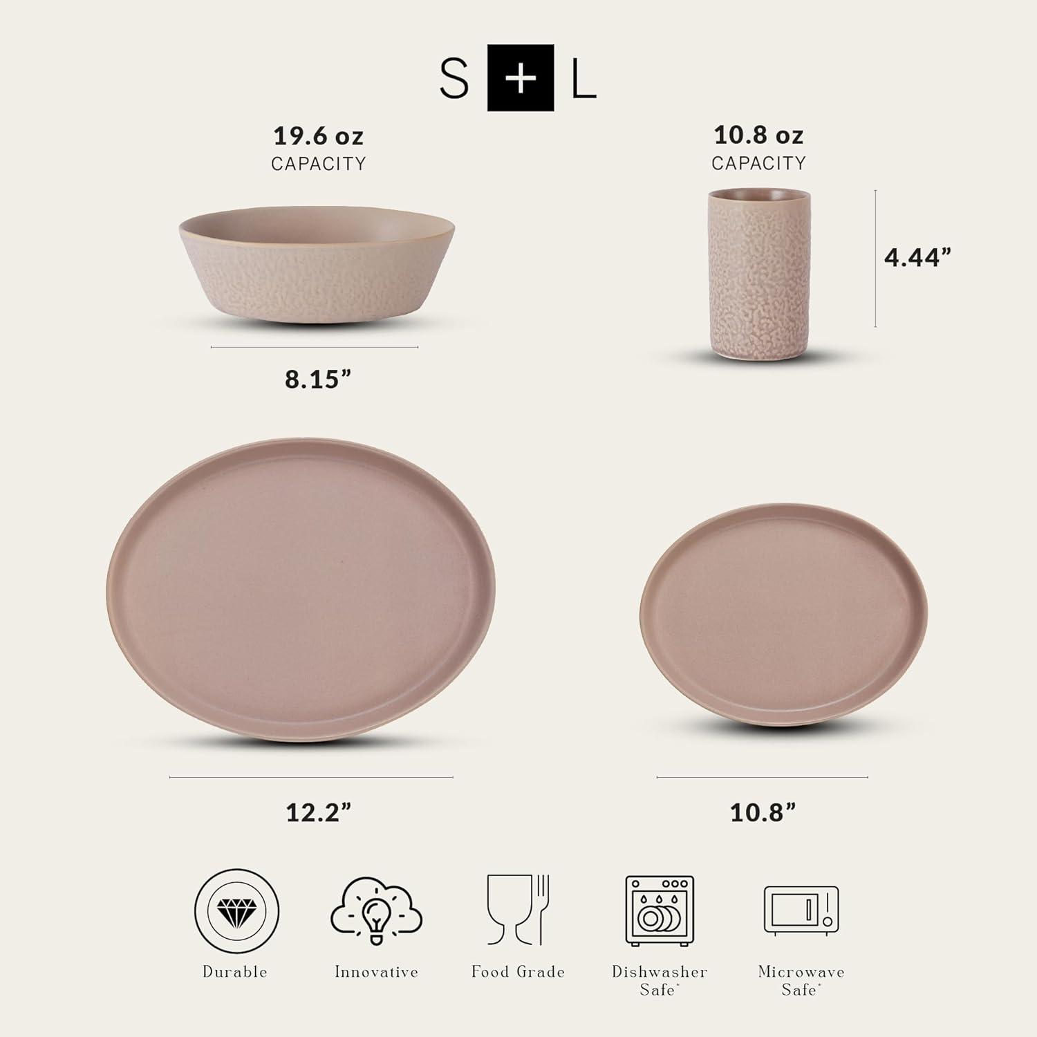 Stone by Mercer Project Katachi 16-Piece Dinnerware Set Stoneware