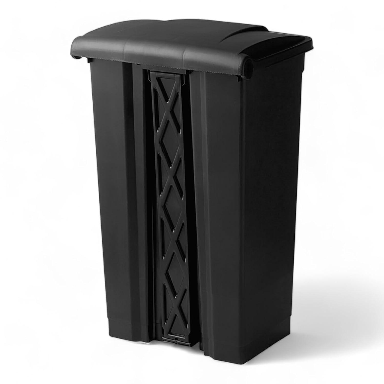 Large Capacity Plastic Step-On Receptacle, 23Gal, Black