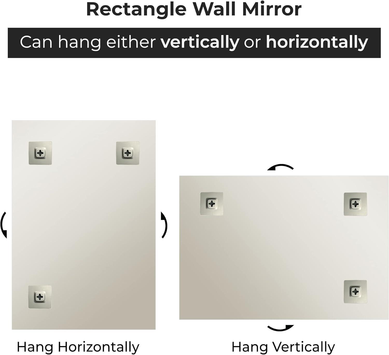 18"X40" inch Clear Rectangle Beveled Polish Frameless Wall Mirror with Hooks