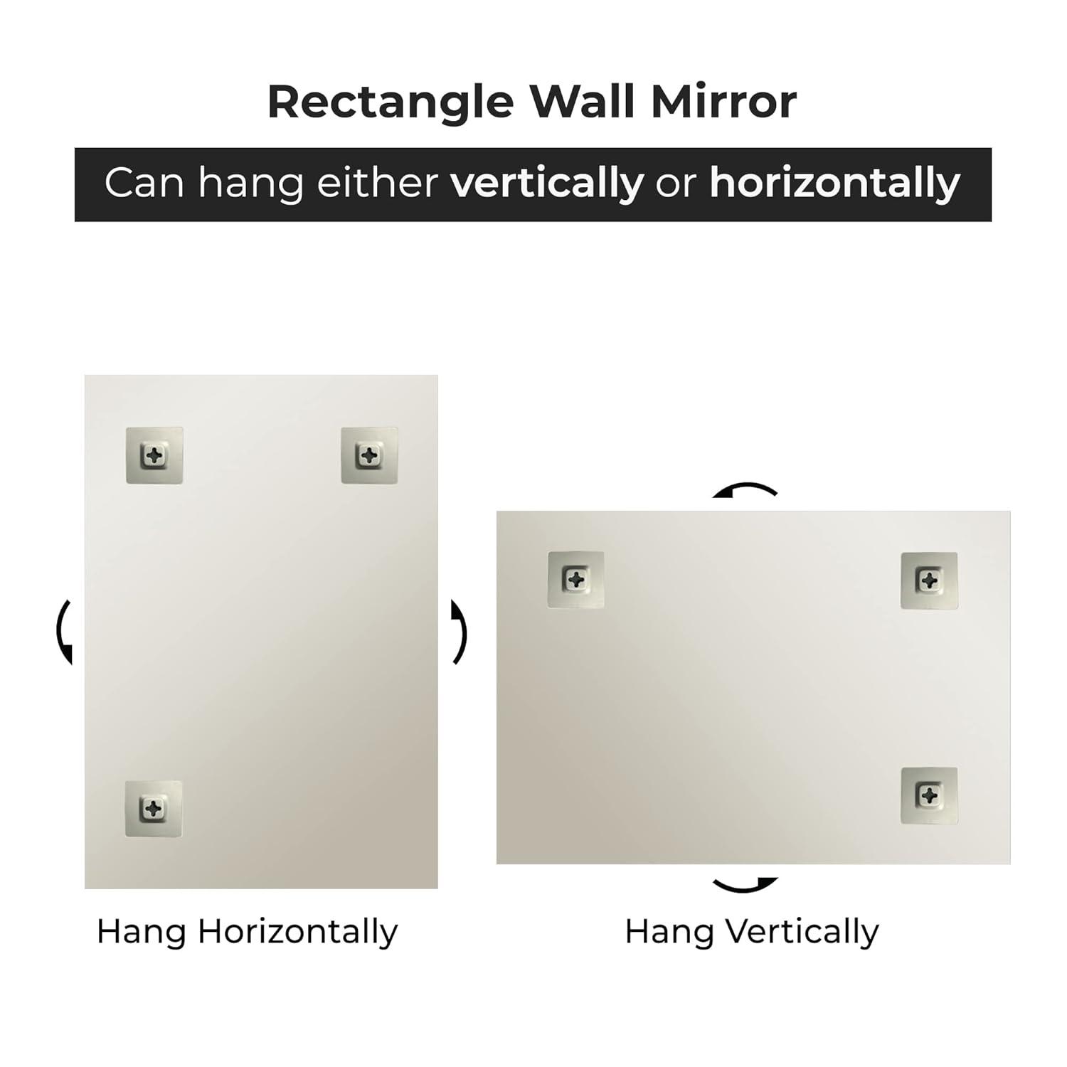 36"X48" inch Clear Rectangle Beveled Polish Frameless Wall Mirror with Hooks