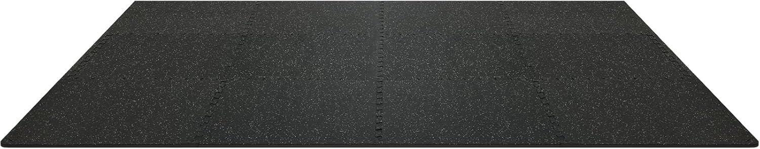 VEVOR 0.56 Inch Thick Gym Floor Mats, 12 Tiles Rubber Top with EVA Foam, 24" x 24" Gym Flooring Workout Mats with 48 sq.ft Coverage, Interlocking Puzzle Gym Mats for Gym, Home, Garage, Black & White